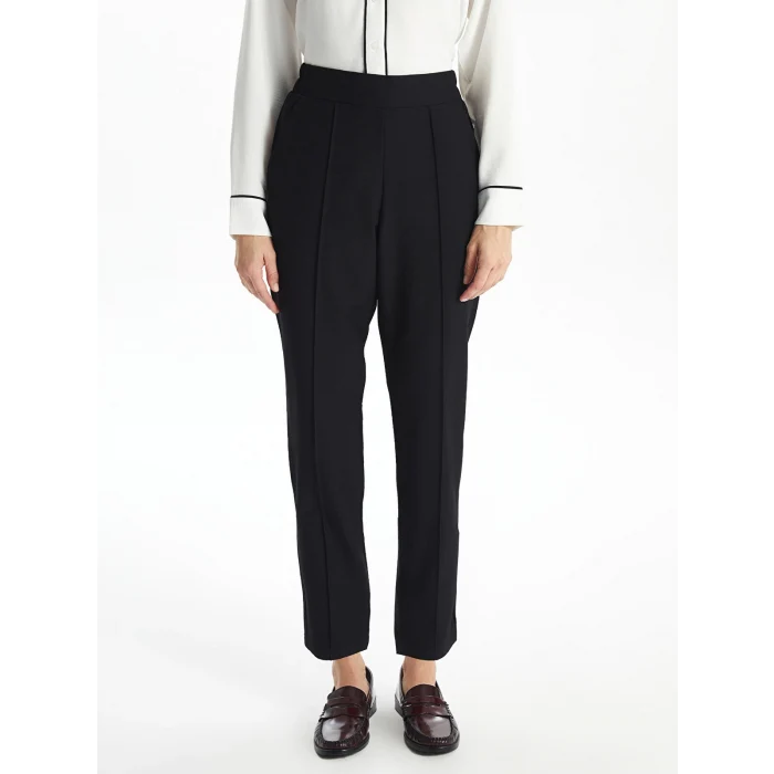 LCWAIKIKI Classic Siyah Beli Lastikli Kadın Cigarette Pantolon