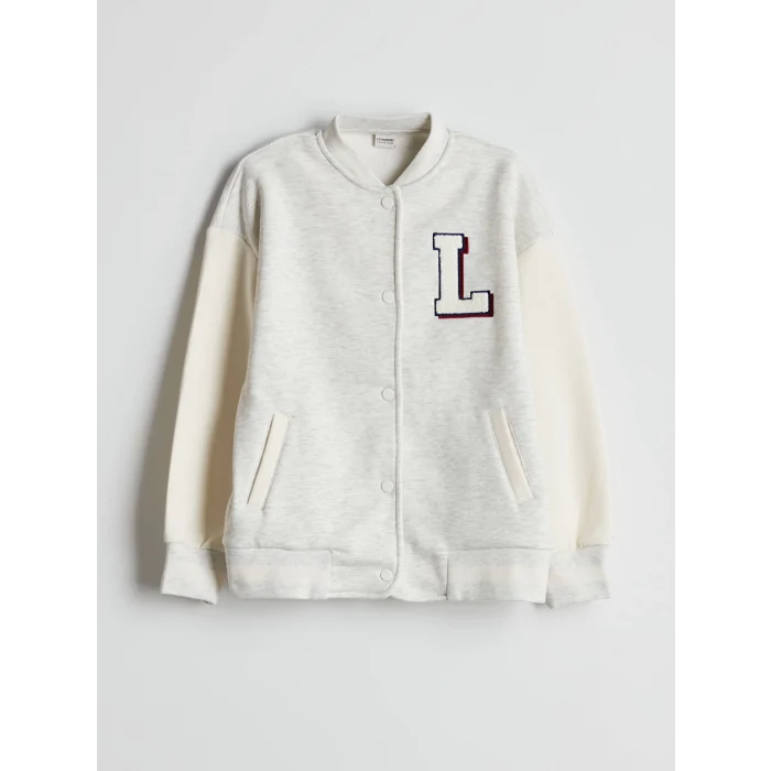 LCW Kids Gri Los Angeles Baskılı Kız Çocuk Kolej Ceket