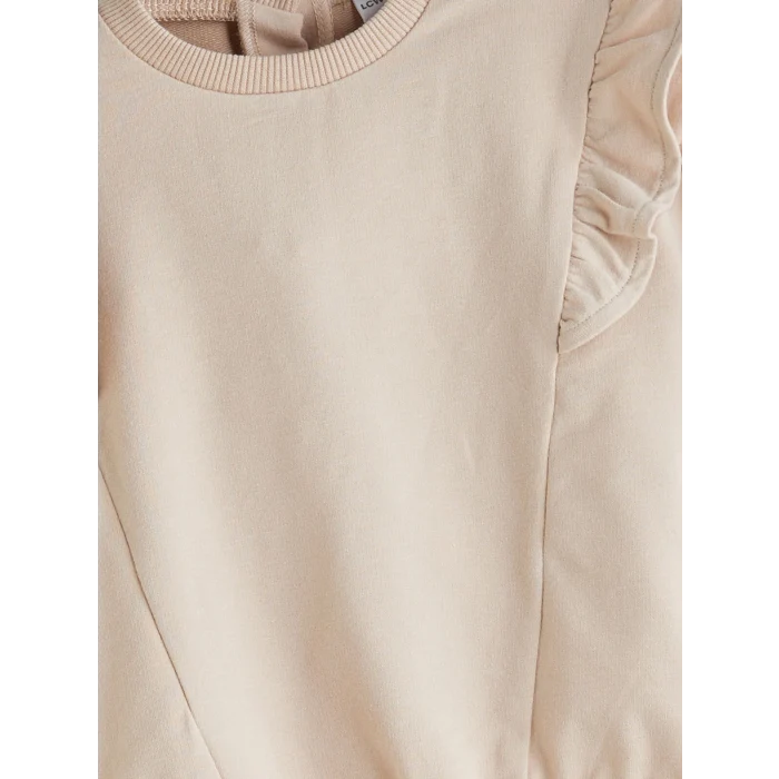 LCW Kids Bej Bisiklet Yaka Uzun Kollu Kız Bebek Sweatshirt ve Tayt 2li Takım