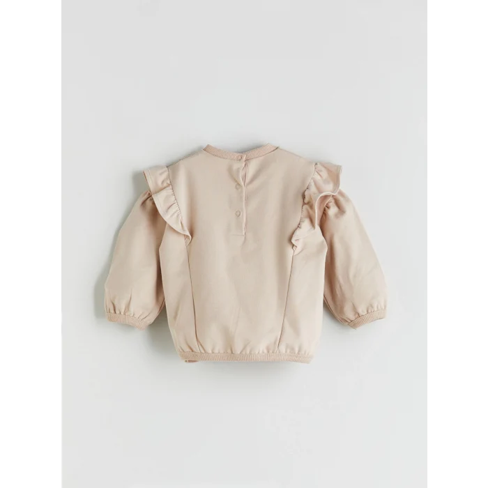 LCW Kids Bej Bisiklet Yaka Uzun Kollu Kız Bebek Sweatshirt ve Tayt 2li Takım