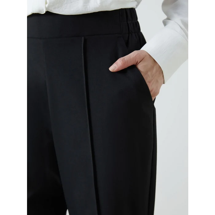 LCWAIKIKI Classic Siyah Beli Lastikli Kadın Cigarette Pantolon
