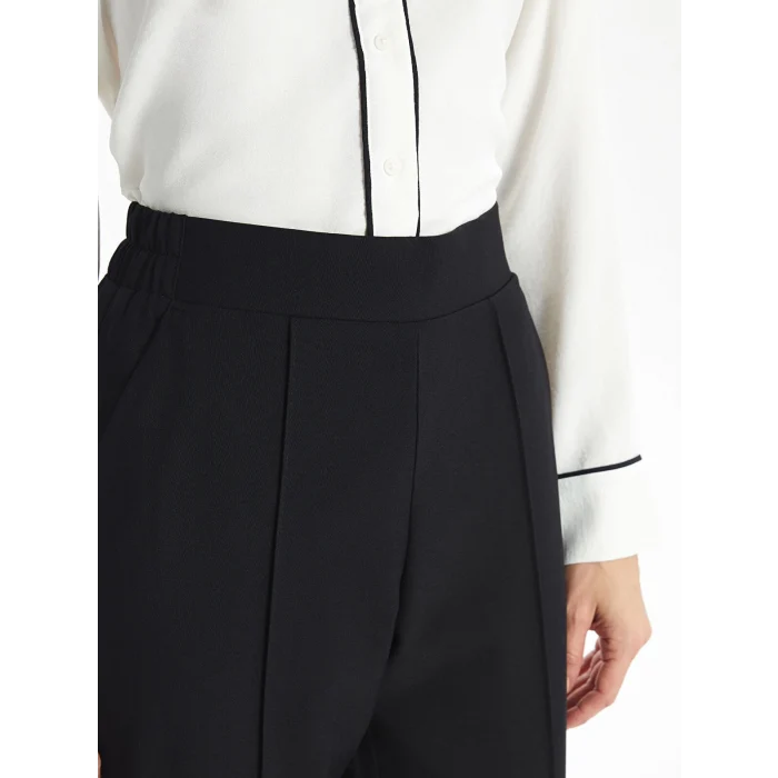 LCWAIKIKI Classic Siyah Beli Lastikli Kadın Cigarette Pantolon