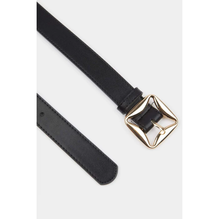 Defacto F3279 Siyah Kadın Kare Toka Suni Deri Jean Kemeri