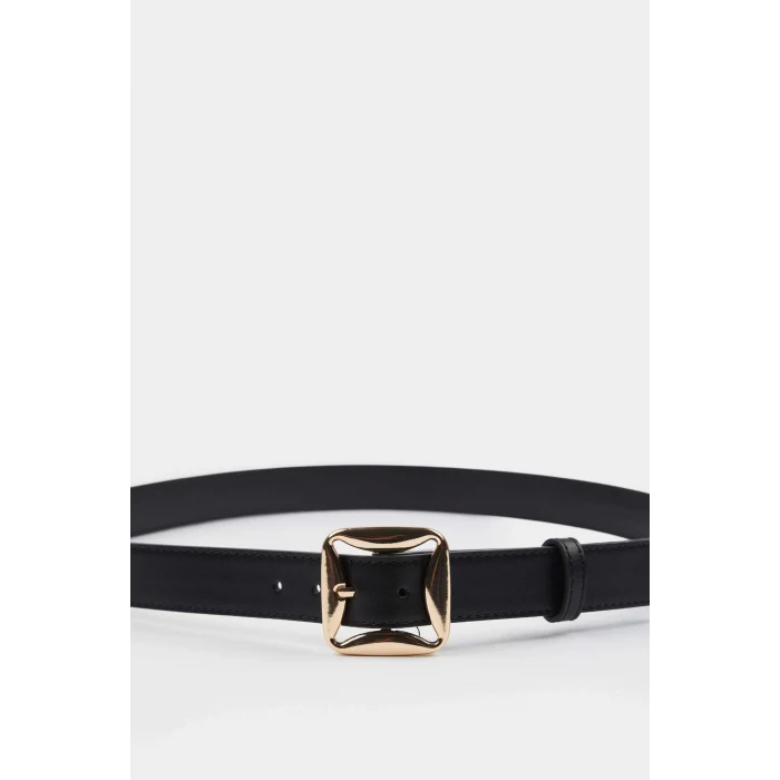 Defacto F3279 Siyah Kadın Kare Toka Suni Deri Jean Kemeri