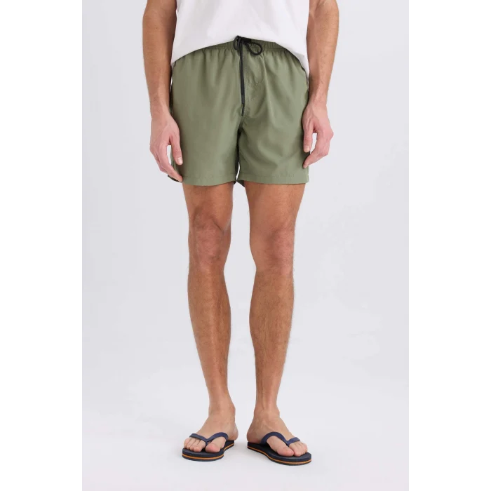 Defacto X2955 Haki File Astarlı Hızlı Kuruyan Kısa Boy Deniz Şortu