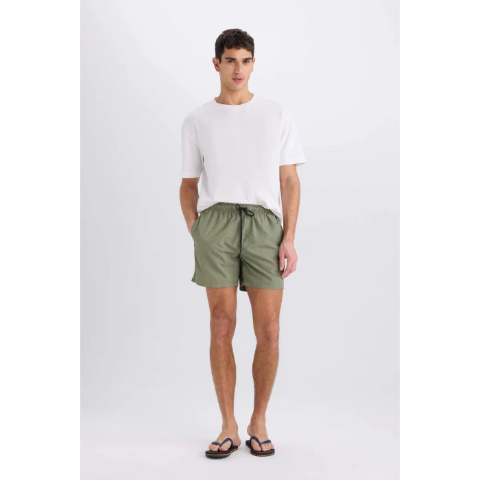 Defacto X2955 Haki File Astarlı Hızlı Kuruyan Kısa Boy Deniz Şortu