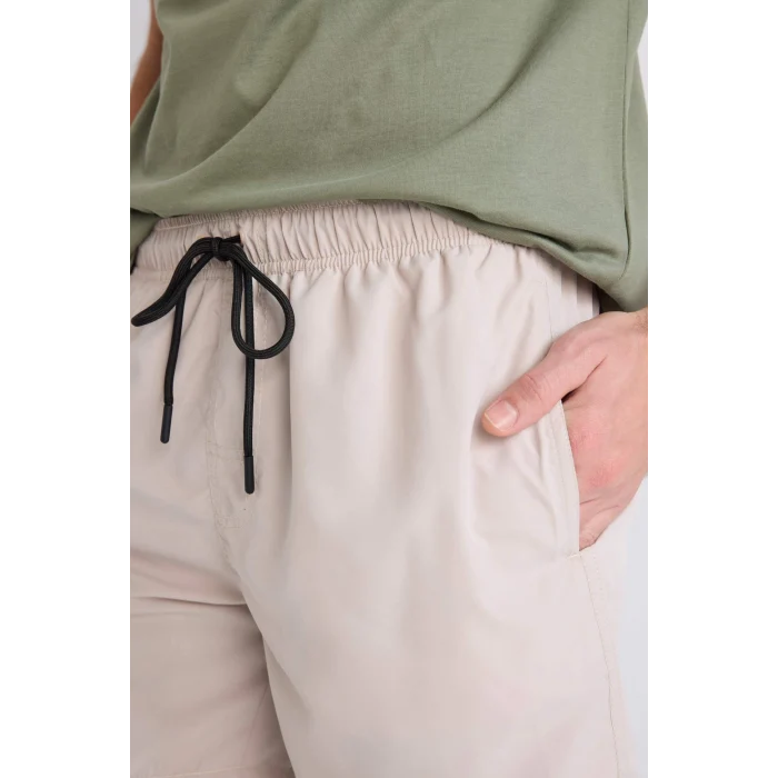 Defacto E0993 Bej Regular Fit Kısa Boy Yumuşak Tuşeli Deniz Şortu