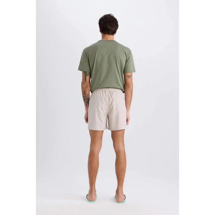 Defacto E0993 Bej Regular Fit Kısa Boy Yumuşak Tuşeli Deniz Şortu