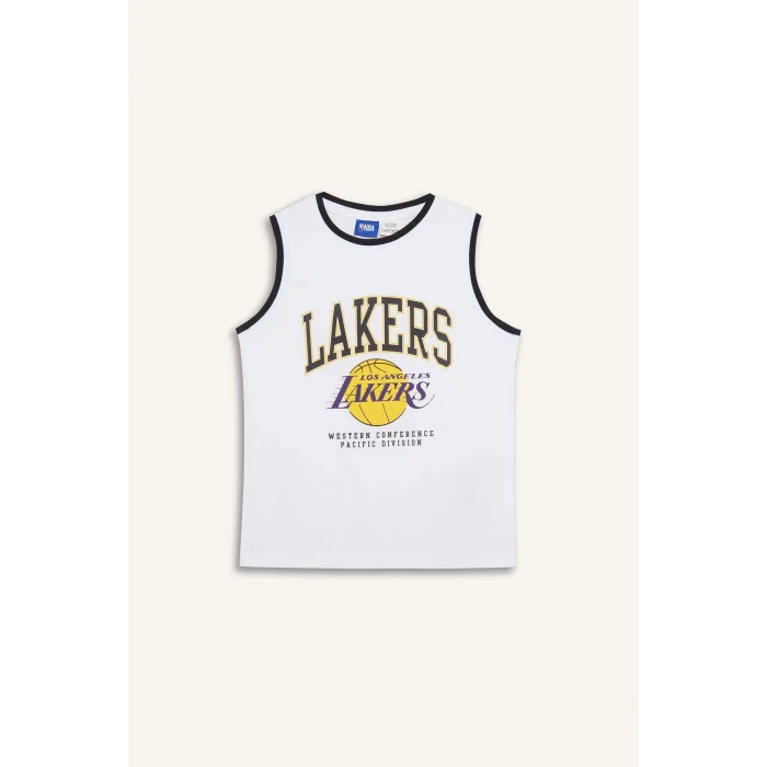 Defacto E4845 Beyaz Erkek Çocuk NBA Los Angeles Lakers Bisiklet Yaka Atlet