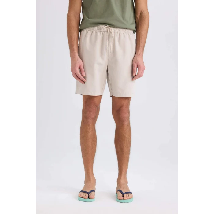 Defacto X2955 Bej File Astarlı Hızlı Kuruyan Kısa Boy Deniz Şortu