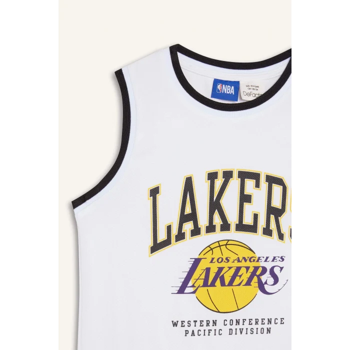 Defacto E4845 Beyaz Erkek Çocuk NBA Los Angeles Lakers Bisiklet Yaka Atlet