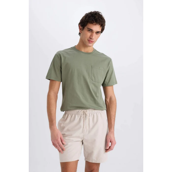 Defacto X2955 Bej File Astarlı Hızlı Kuruyan Kısa Boy Deniz Şortu