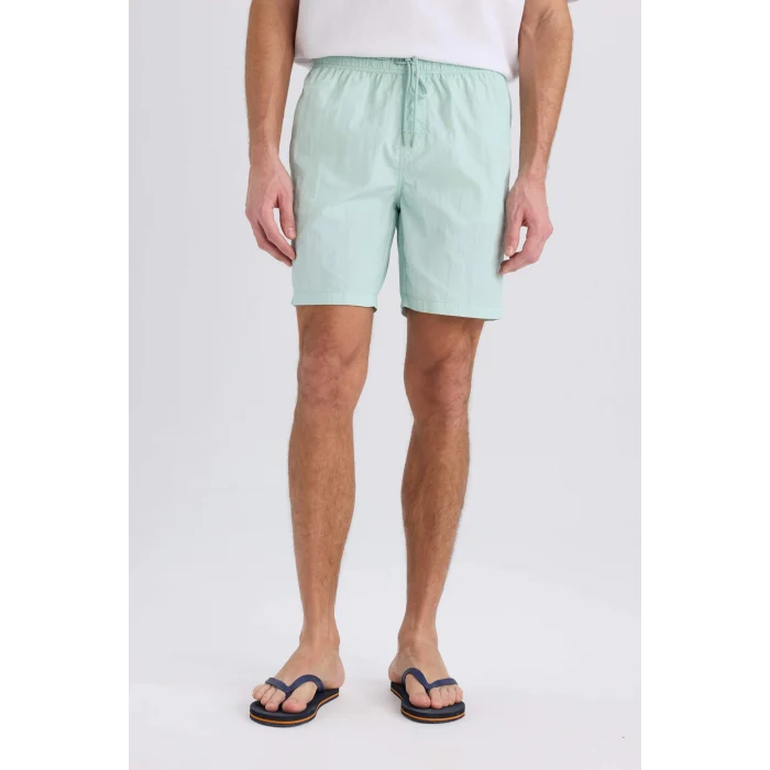 Defacto E0978 Turkuaz Regular Fit File Astarlı Diz Üstü Deniz Şortu