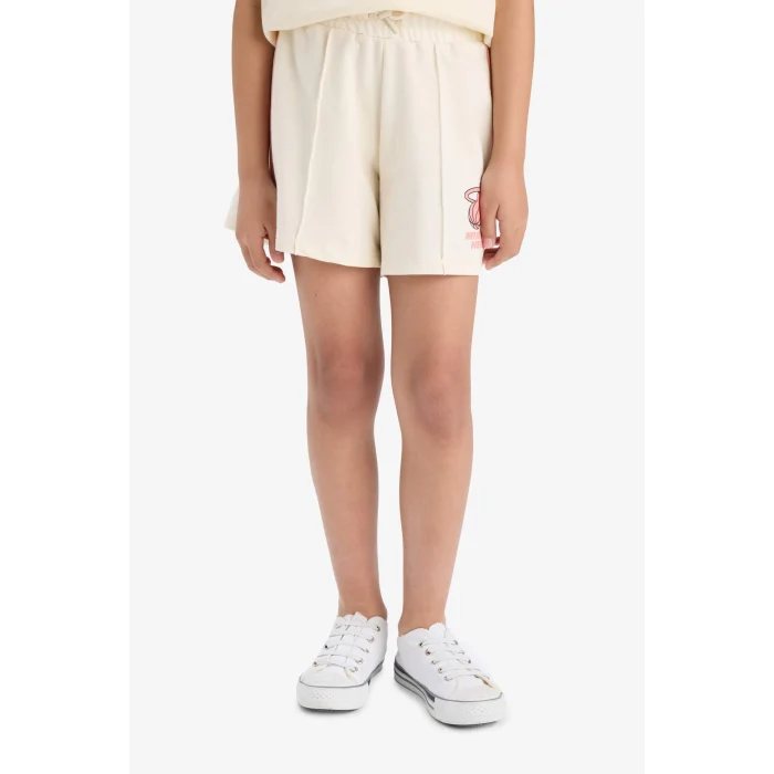 Defacto E6699 Bej Kız Çocuk NBA Miami Heat Beli Lastikli Şort