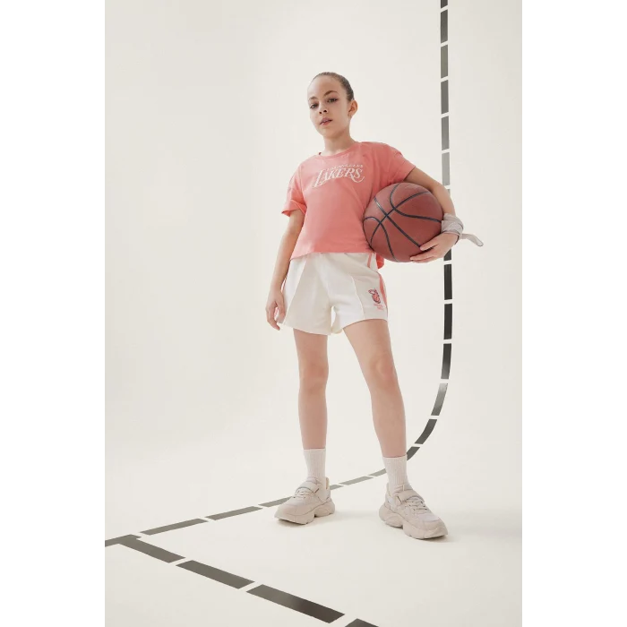 Defacto E6699 Bej Kız Çocuk NBA Miami Heat Beli Lastikli Şort