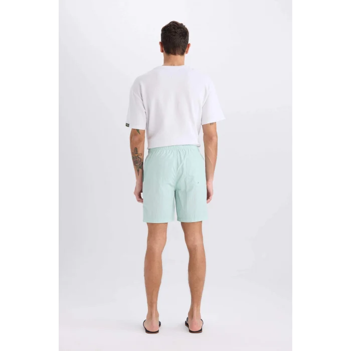 Defacto E0978 Turkuaz Regular Fit File Astarlı Diz Üstü Deniz Şortu