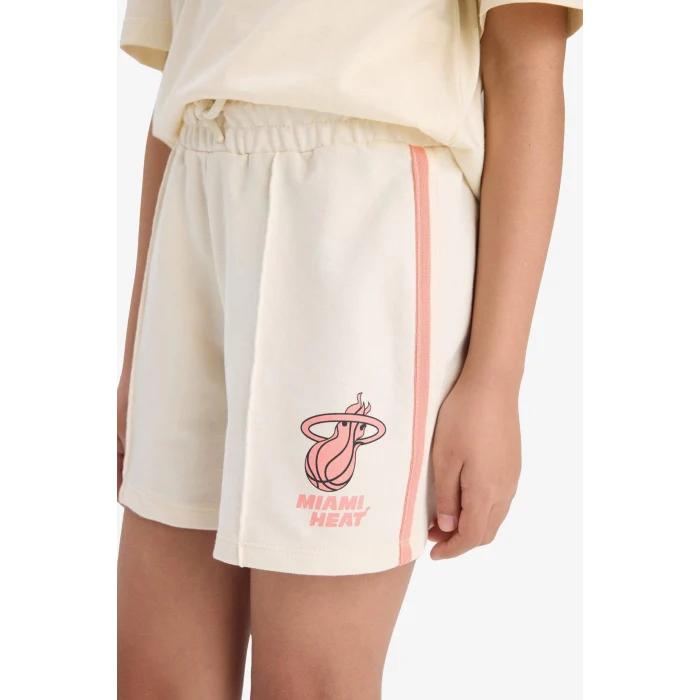 Defacto E6699 Bej Kız Çocuk NBA Miami Heat Beli Lastikli Şort
