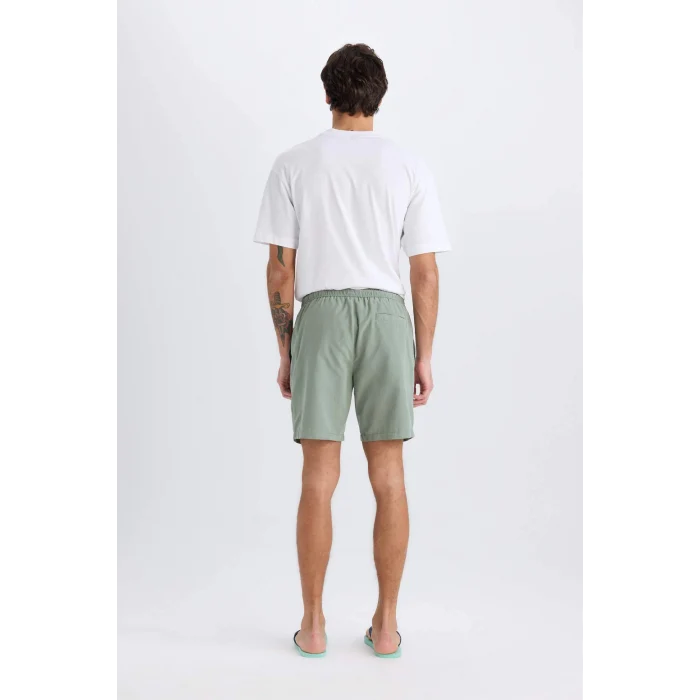 Defacto E0993 Haki Regular Fit Kısa Boy Yumuşak Tuşeli Deniz Şortu
