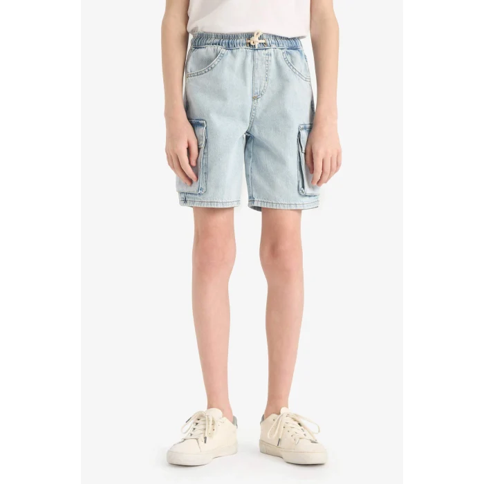 Defacto D8566 Mavi Erkek Çocuk Jean Şort