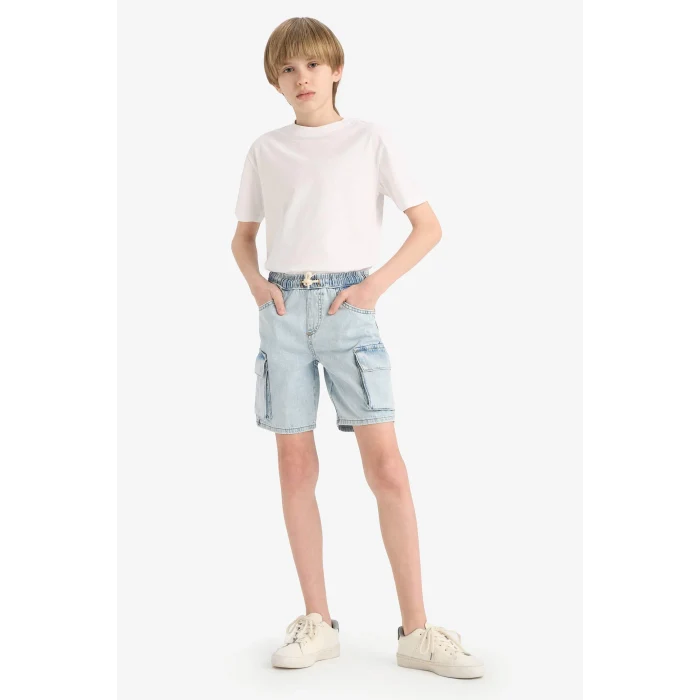 Defacto D8566 Mavi Erkek Çocuk Jean Şort