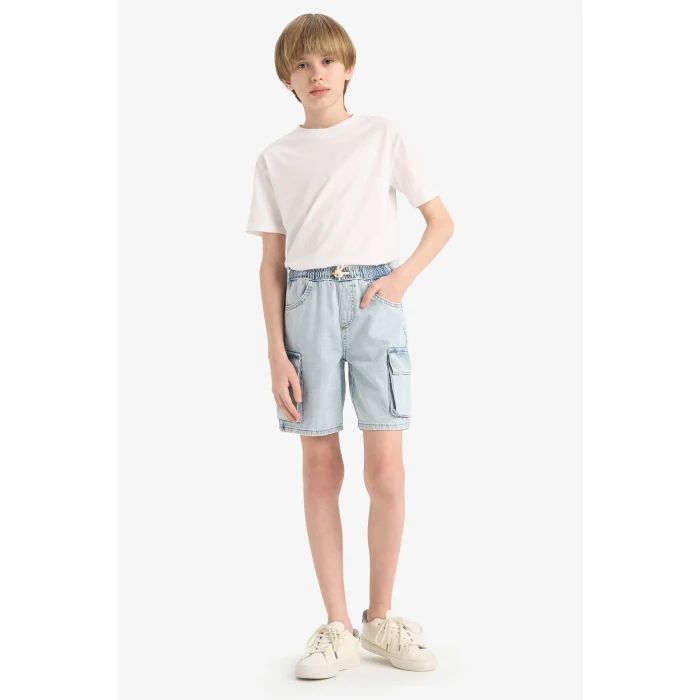 Defacto D8566 Mavi Erkek Çocuk Jean Şort