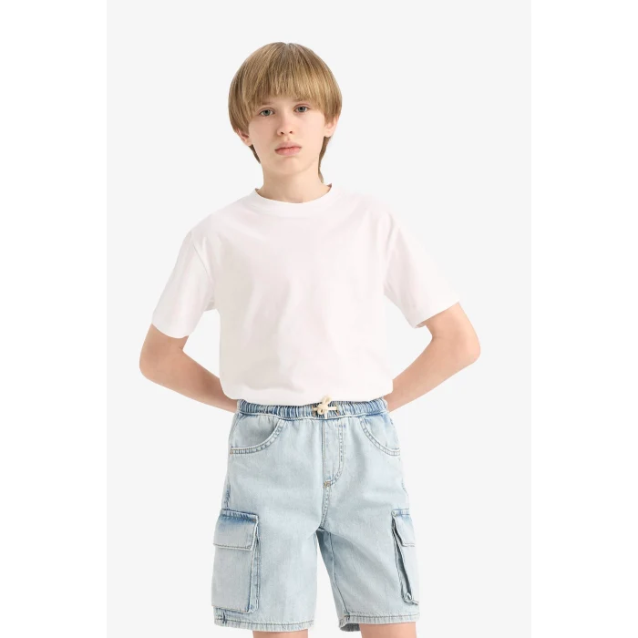 Defacto D8566 Mavi Erkek Çocuk Jean Şort