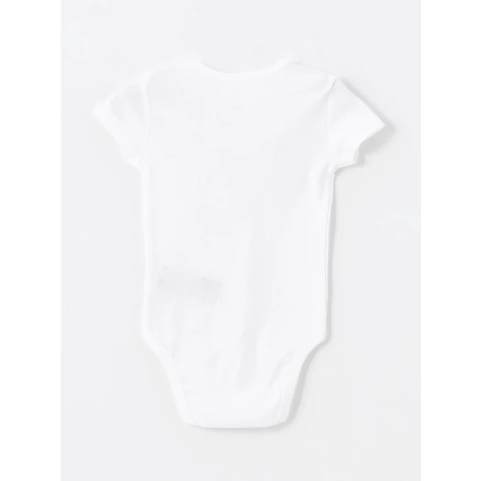 LCW baby Ekru Bisiklet Yaka Kısa Kollu Kız Bebek Çıtçıtlı Bodysuit 2li