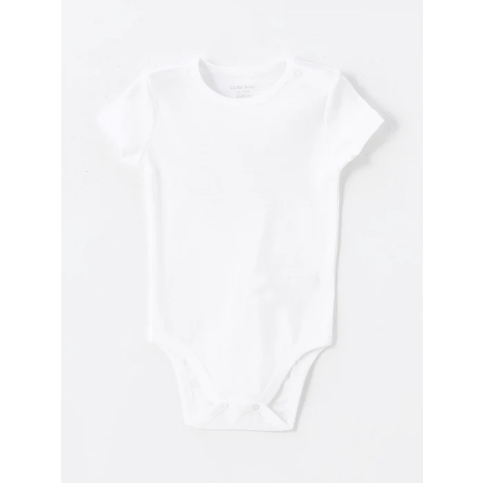 LCW baby Ekru Bisiklet Yaka Basic Kız Bebek Çıtçıtlı Bodysuit 2li
