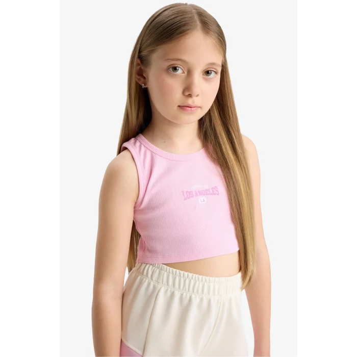 Defacto E4758 Pembe Kız Çocuk 2li Takım Baskılı Kolsuz Tişört Şort