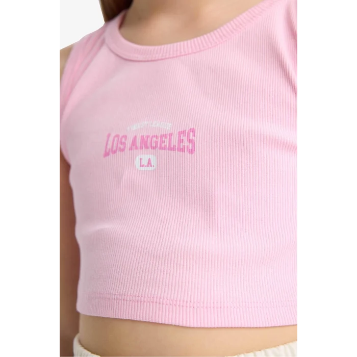 Defacto E4758 Pembe Kız Çocuk 2li Takım Baskılı Kolsuz Tişört Şort