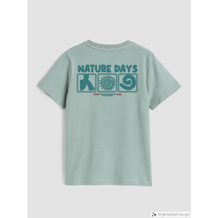 LCW Kids Yeşil Bisiklet Yaka Erkek Çocuk Tişört