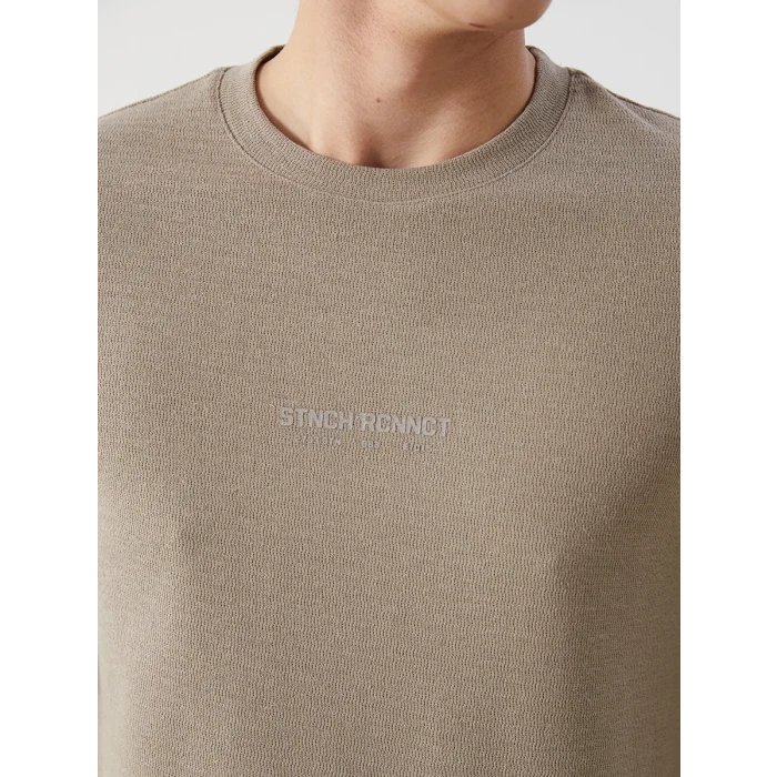 XSIDE Bej Bisiklet Yaka Kısa Kollu Baskılı Erkek Tişört