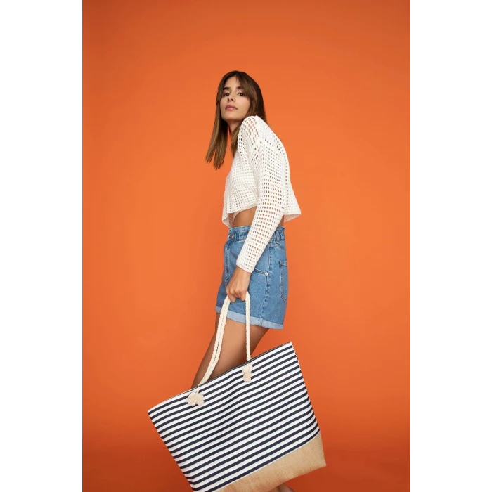 Defacto X7823 Lacivert Kadın Plaj Çantası