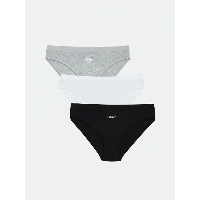 LCW Young Siyah Baskılı Bikini Külot 3lü Paket