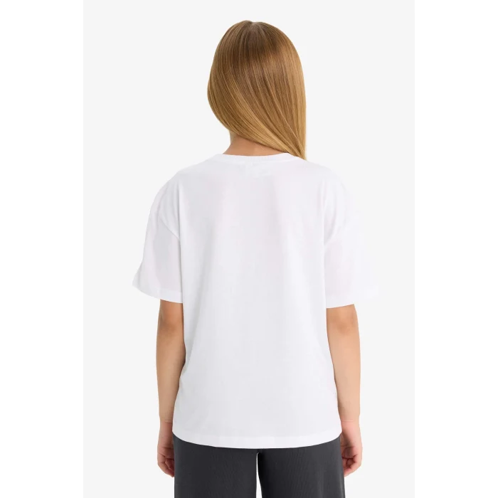 Defacto F5815 Beyaz Kız Çocuk Hello Kitty Relax Fit Bisiklet Yaka Kısa Kollu Tişört