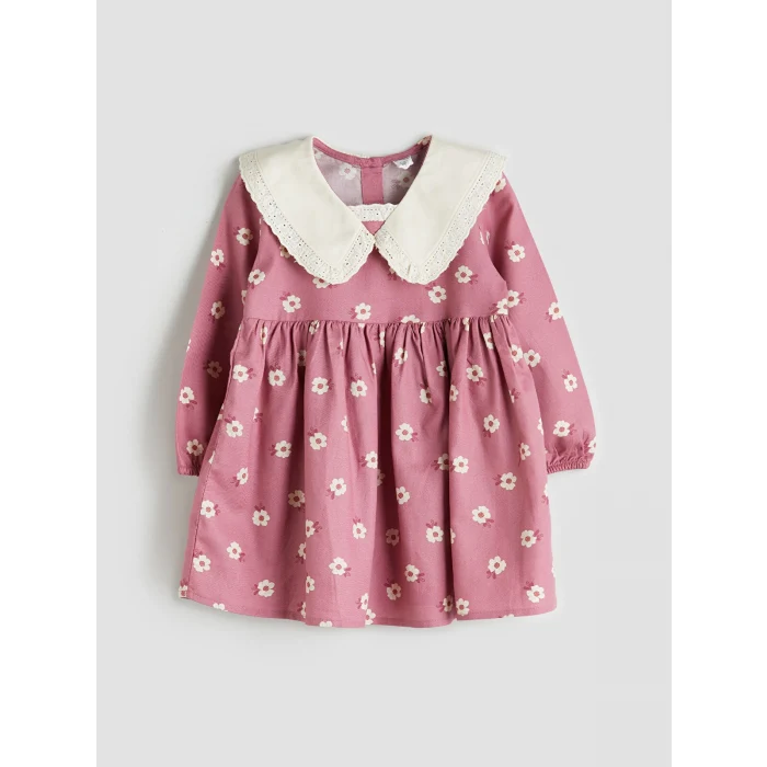 LCW Kids Pembe Bebe Yaka Çiçekli Kız Çocuk Elbise