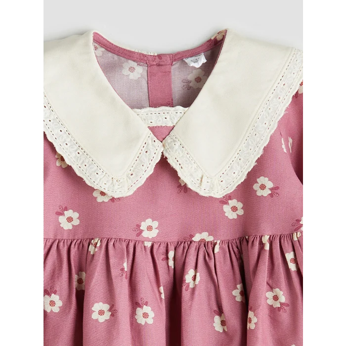 LCW Kids Pembe Bebe Yaka Çiçekli Kız Çocuk Elbise