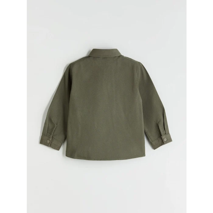 LCW baby Haki Basic Gabardin Uzun Kollu Erkek Çocuk Gömlek