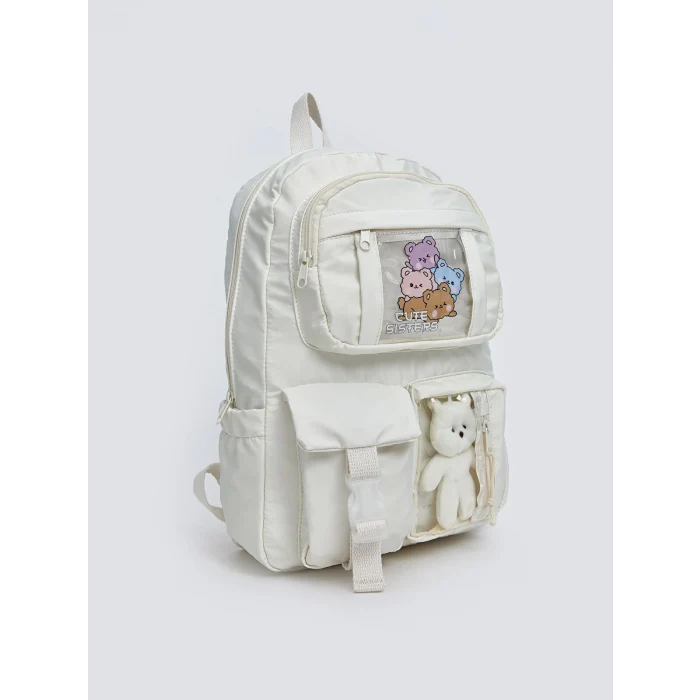 LCW ACCESSORIES Ekru Çok Bölmeli Kız Çocuk Sırt Çantası
