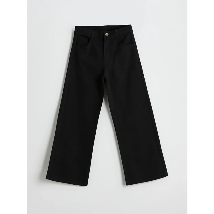 LCW Kids Siyah Wideleg Kız Çocuk Pantolon