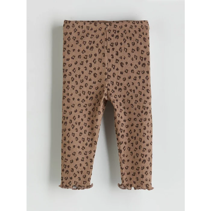 LCW baby Ekru Bisiklet Yaka Kurdele Detaylı Kız Bebek Sweatshirt ve Tayt 2li