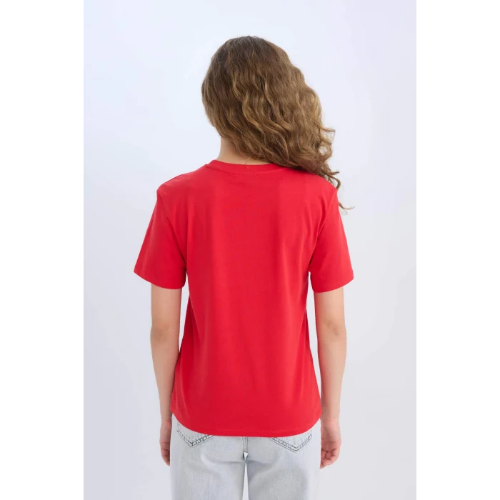 Defacto D9592 Kırmızı Regular Fit Bisiklet Yaka Basic Düz Kısa Kollu Kırmızı Tişört