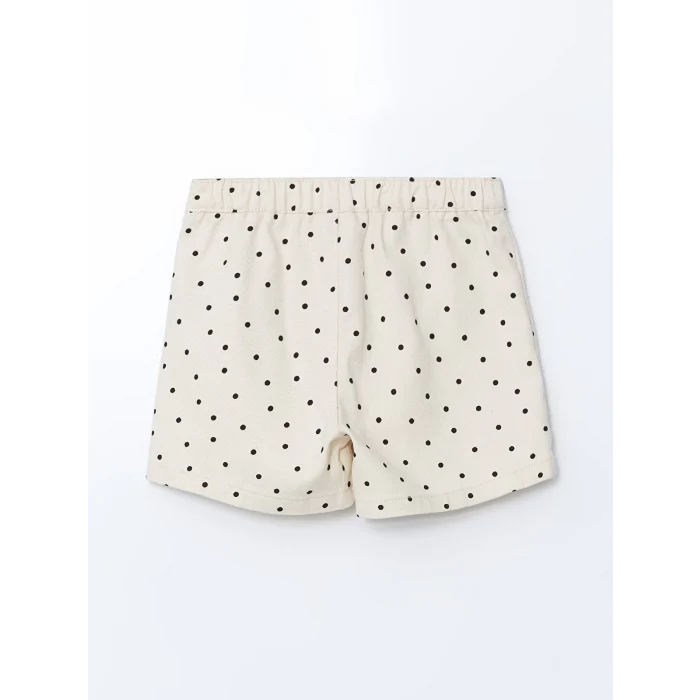 LCW Kids Ekru Beli Lastikli Puantiyeli Kız Çocuk Şort Etek