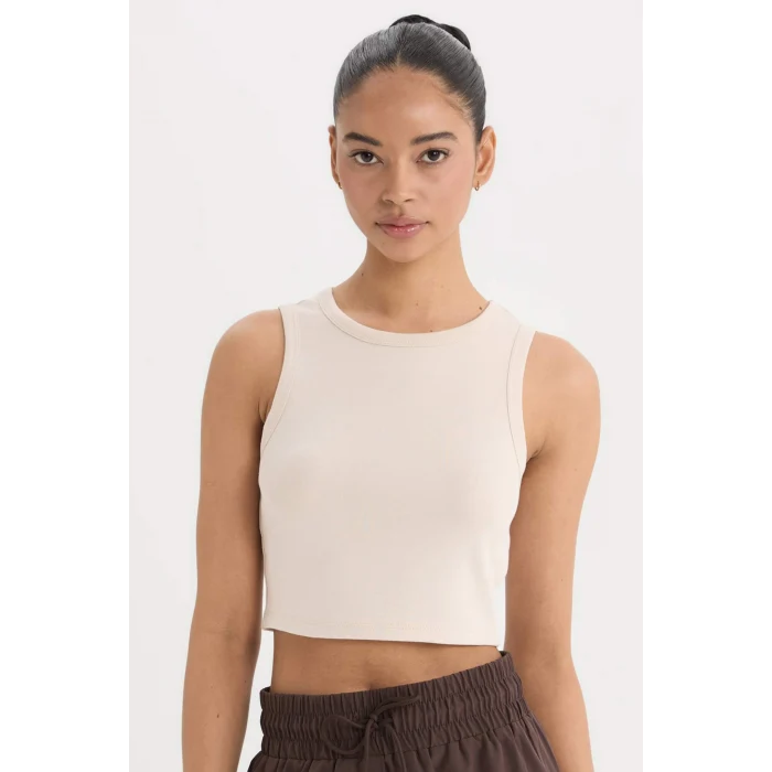 Defacto D7122 Bej DeFactoFit Standart Fit Bisiklet Yaka Modal Sporcu Atlet