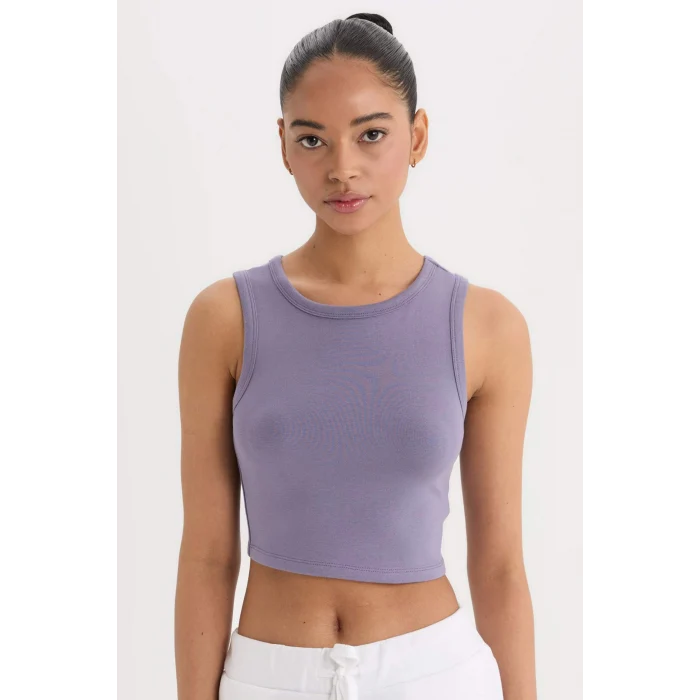 Defacto D7122 Mor DeFactoFit Standart Fit Bisiklet Yaka Modal Sporcu Atlet