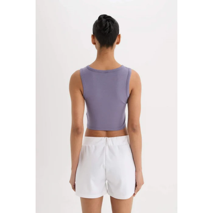 Defacto D7122 Mor DeFactoFit Standart Fit Bisiklet Yaka Modal Sporcu Atlet