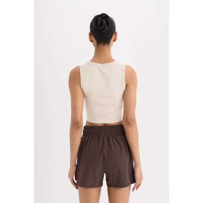 Defacto D7122 Bej DeFactoFit Standart Fit Bisiklet Yaka Modal Sporcu Atlet