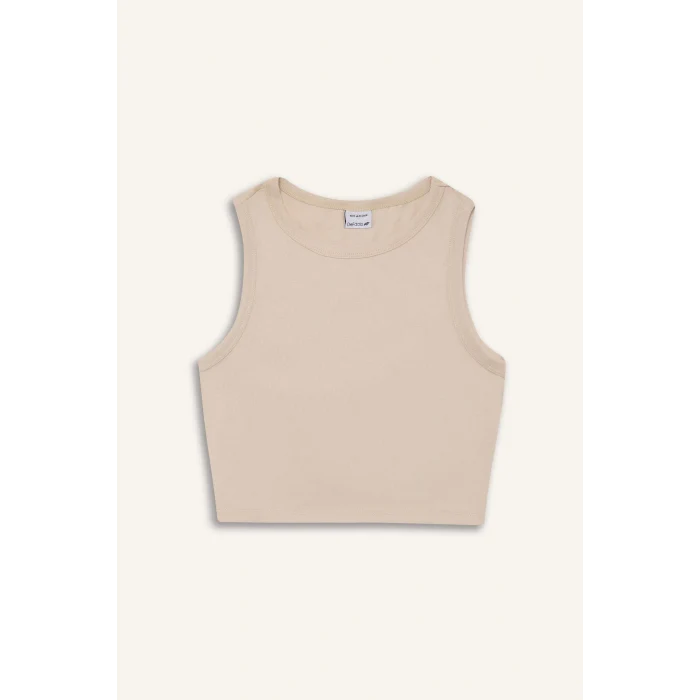 Defacto D7122 Bej DeFactoFit Standart Fit Bisiklet Yaka Modal Sporcu Atlet