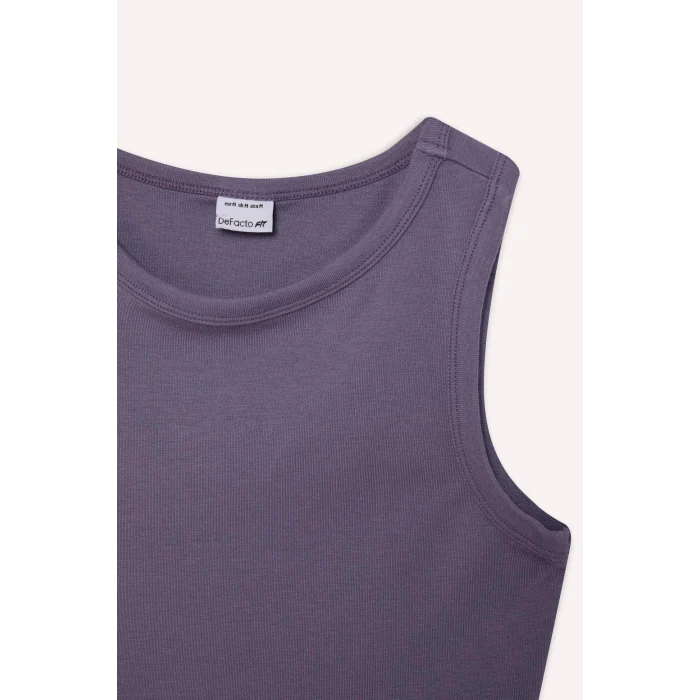 Defacto D7122 Mor DeFactoFit Standart Fit Bisiklet Yaka Modal Sporcu Atlet