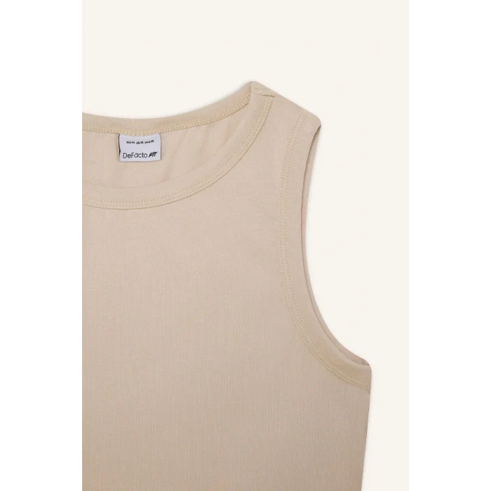 Defacto D7122 Bej DeFactoFit Standart Fit Bisiklet Yaka Modal Sporcu Atlet